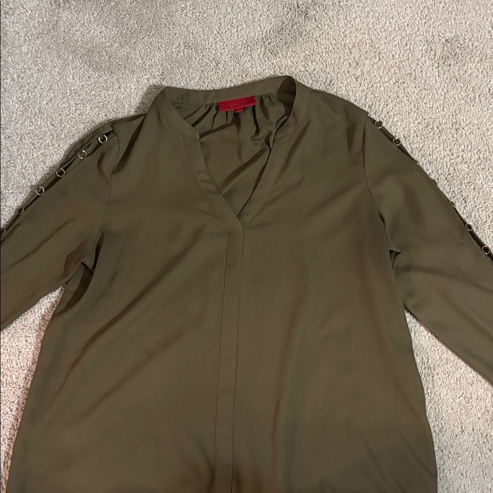 Jennifer Lopez Khaki Blouse